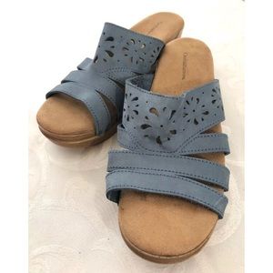 NWOT Croft & Barrow Blue Leather Slide Sandals